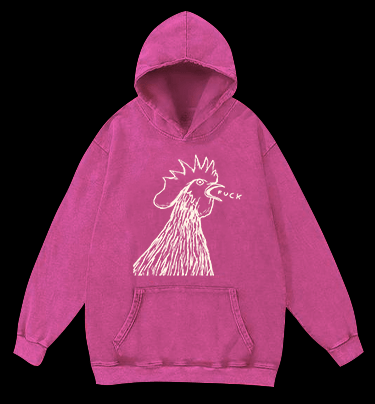 Rooster's Rry:FUCK Vintage Washed 100% Cotton Hoodie - TheDrunkShark