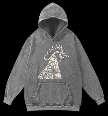 Rooster's Rry:FUCK Vintage Washed 100% Cotton Hoodie - TheDrunkShark