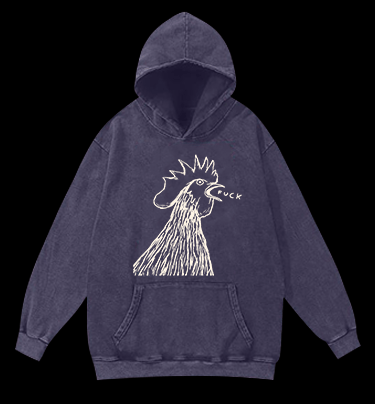 Rooster's Rry:FUCK Vintage Washed 100% Cotton Hoodie - TheDrunkShark