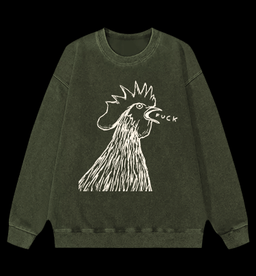 Rooster's Rry:FUCK Vintage Washed 100% Cotton Sweatshirt - TheDrunkShark