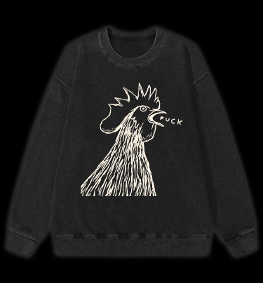 Rooster's Rry:FUCK Vintage Washed 100% Cotton Sweatshirt - TheDrunkShark