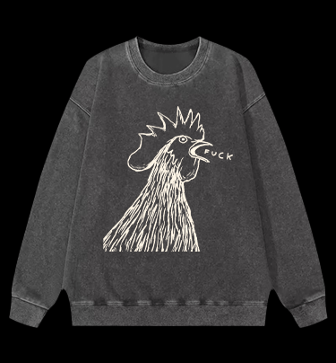 Rooster's Rry:FUCK Vintage Washed 100% Cotton Sweatshirt - TheDrunkShark