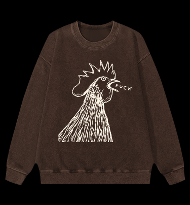 Rooster's Rry:FUCK Vintage Washed 100% Cotton Sweatshirt - TheDrunkShark