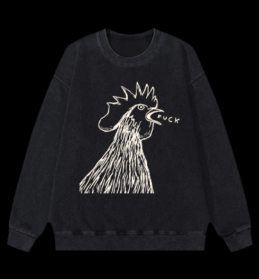 Rooster's Rry:FUCK Vintage Washed 100% Cotton Sweatshirt - TheDrunkShark