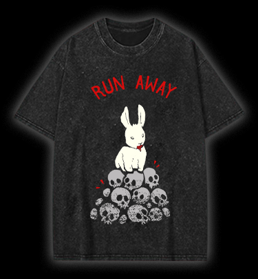 Run Away Rabbit Vintage Washed 100% Cotton T-Shirt - TheDrunkShark