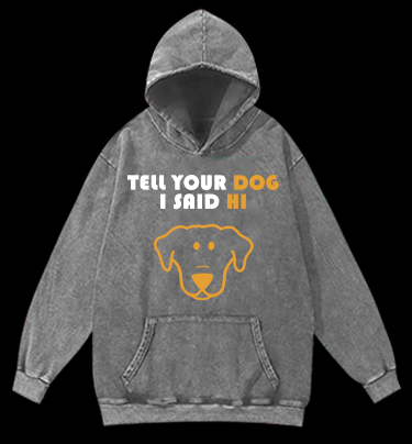 Say Hi to Your Dog Vintage Washed 100% Cotton Hoodie - TheDrunkShark
