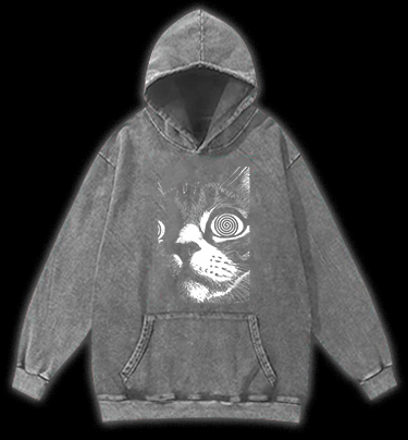 Scary Cat Vintage Washed 100% Cotton Hoodie - TheDrunkShark