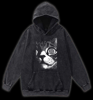 Scary Cat Vintage Washed 100% Cotton Hoodie - TheDrunkShark