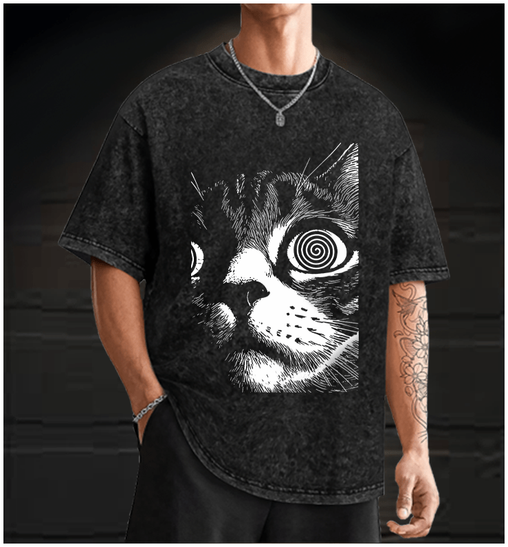 Scary Cat Vintage Washed 100% Cotton T-Shirt - TheDrunkShark