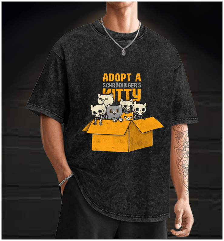 Schr?dinger's cat Vintage Washed 100% Cotton T-Shirt - TheDrunkShark