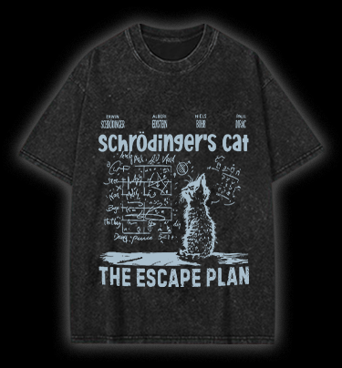  Schr?dinger's Cat Vintage Washed 100% Cotton T-Shirt - TheDrunkShark