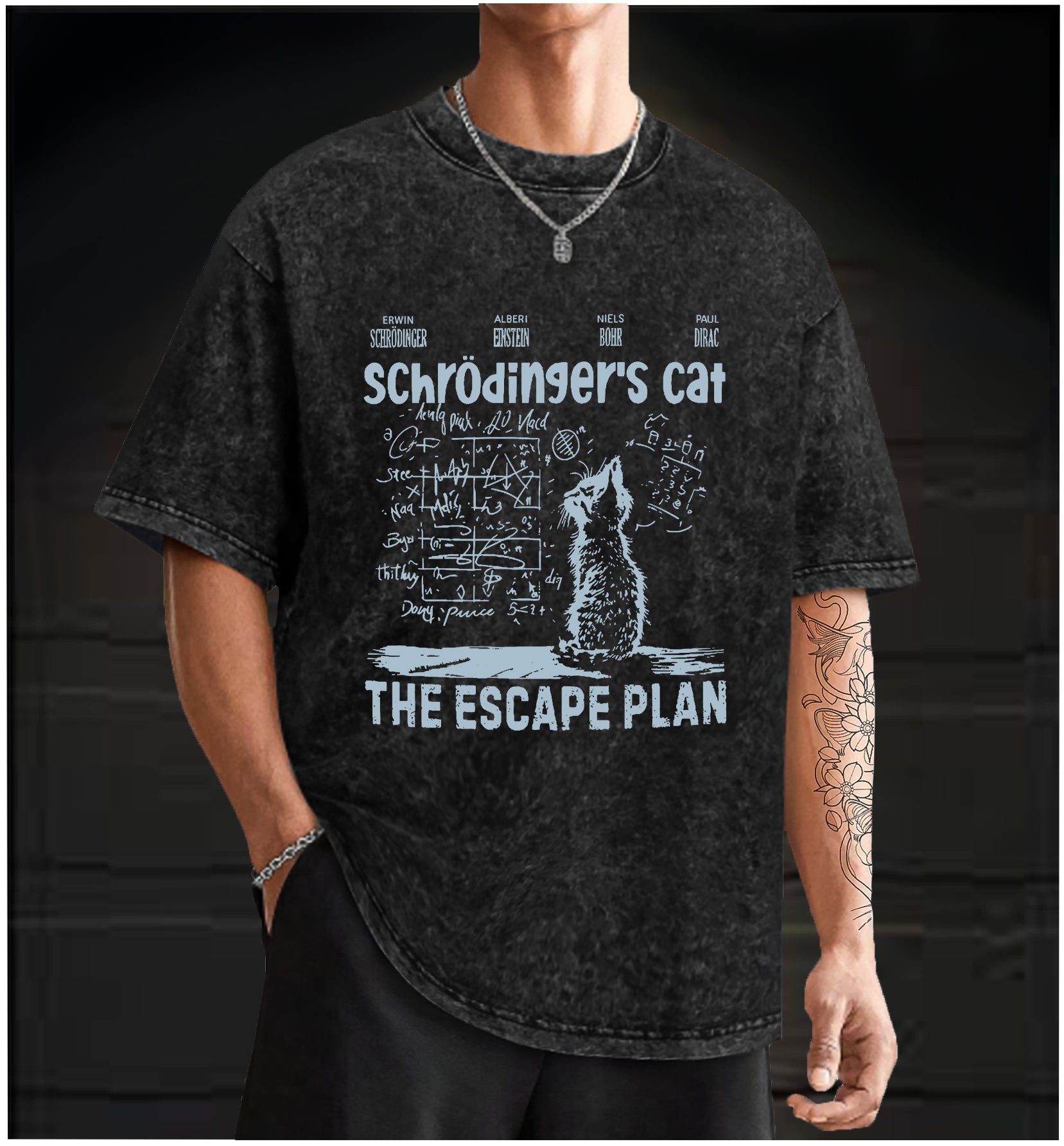  Schr?dinger's Cat Vintage Washed 100% Cotton T-Shirt - TheDrunkShark