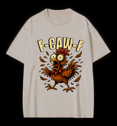 Screaming Chicken  F - CAW - F  Vintage Washed 100% Cotton T-Shirt - TheDrunkShark