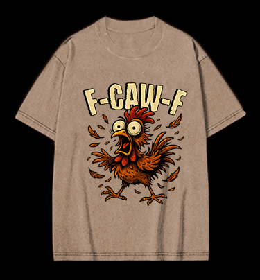 Screaming Chicken  F - CAW - F  Vintage Washed 100% Cotton T-Shirt - TheDrunkShark