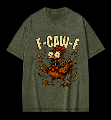 Screaming Chicken  F - CAW - F  Vintage Washed 100% Cotton T-Shirt - TheDrunkShark