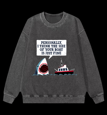 Shark: Boat??¡ê¡ès Fan Vintage Washed 100% Cotton Sweatshirt - TheDrunkShark