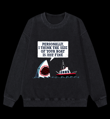 Shark: Boat??¡ê¡ès Fan Vintage Washed 100% Cotton Sweatshirt - TheDrunkShark