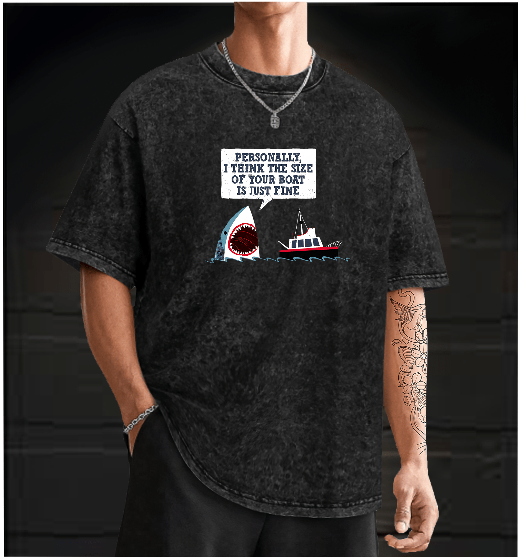 Shark: Boat?¡¥s Fan Vintage Washed 100% Cotton T-Shirt - TheDrunkShark