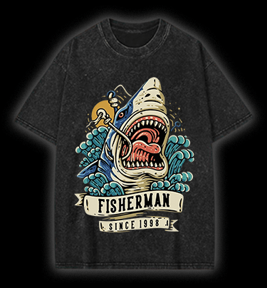  Shark Frenzy  Vintage Washed 100% Cotton T-Shirt - TheDrunkShark