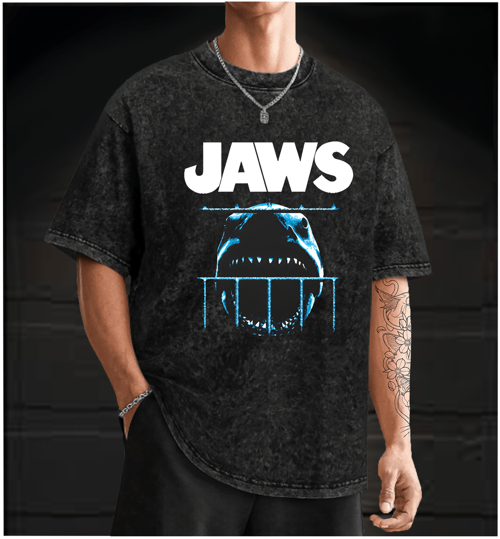 Shark in Cage Vintage Washed 100% Cotton T-Shirt - TheDrunkShark