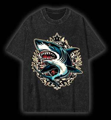  Shark Rage Vintage Washed 100% Cotton T-Shirt - TheDrunkShark