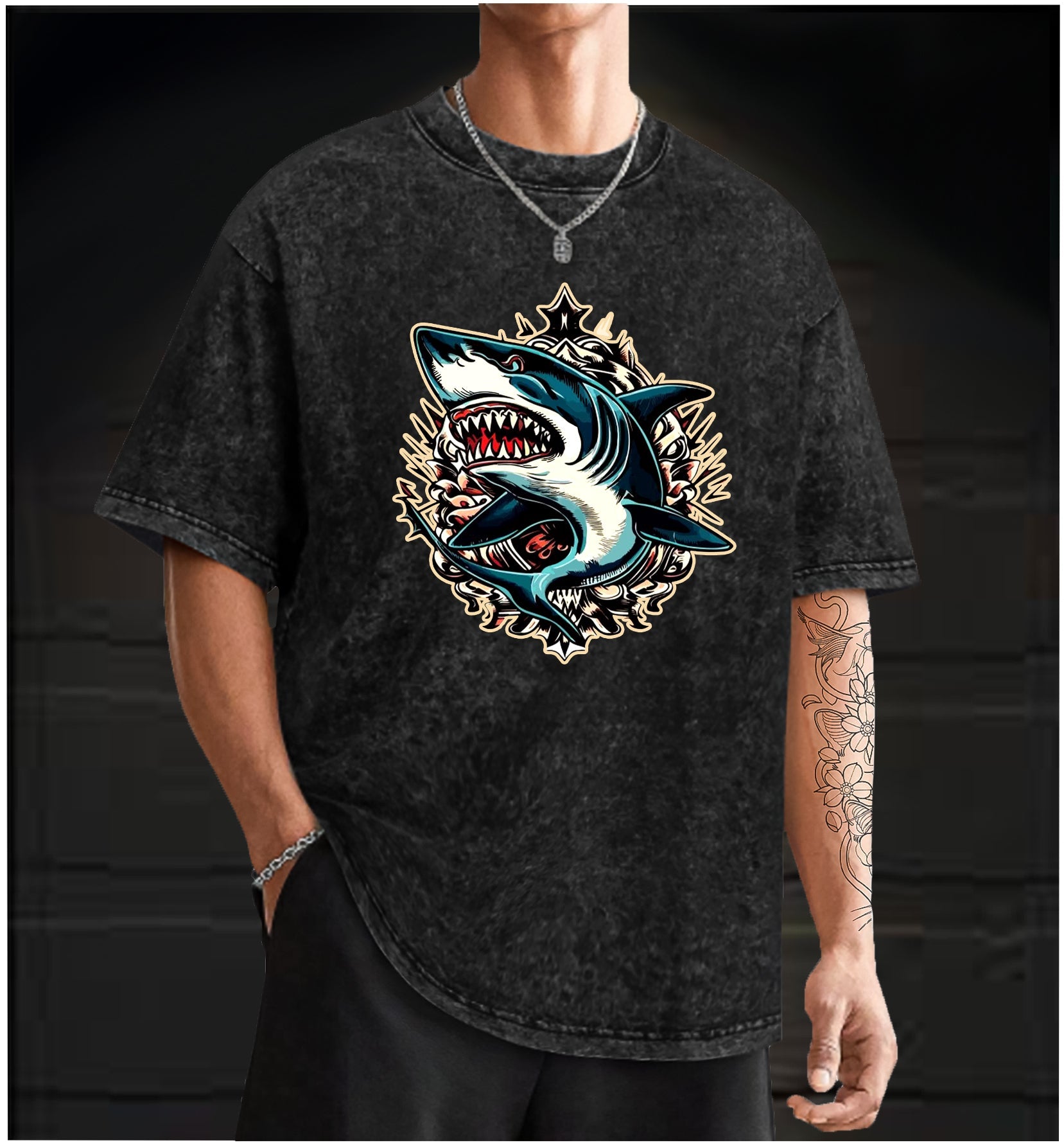 Shark Rage Vintage Washed 100% Cotton T-Shirt - TheDrunkShark