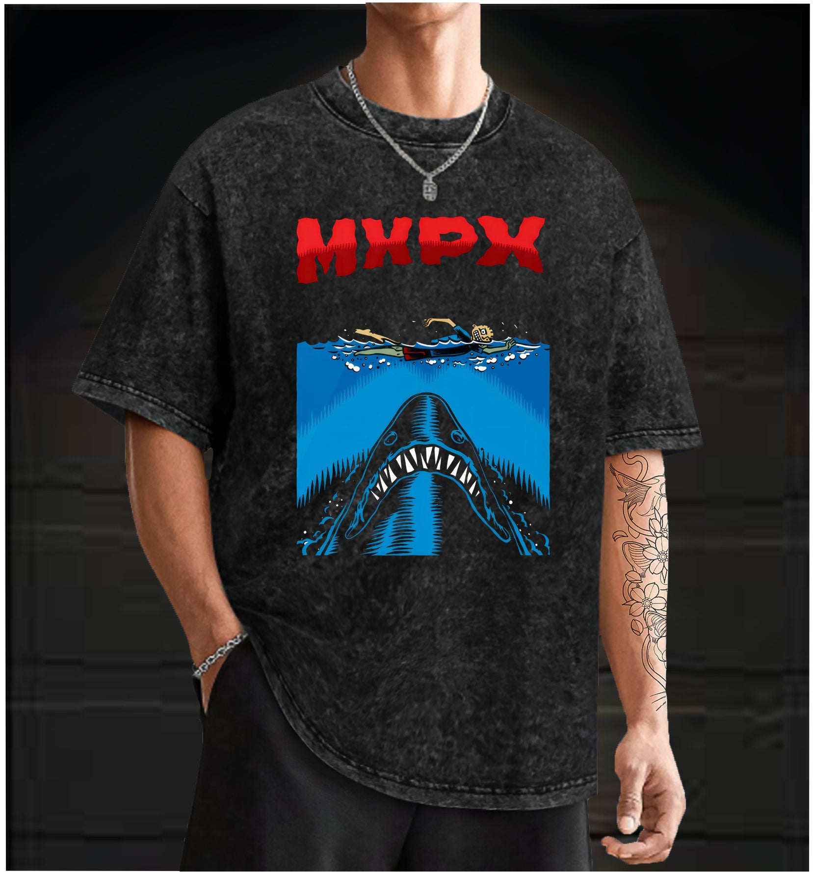  Shark Threat  Vintage Washed 100% Cotton T-Shirt - TheDrunkShark