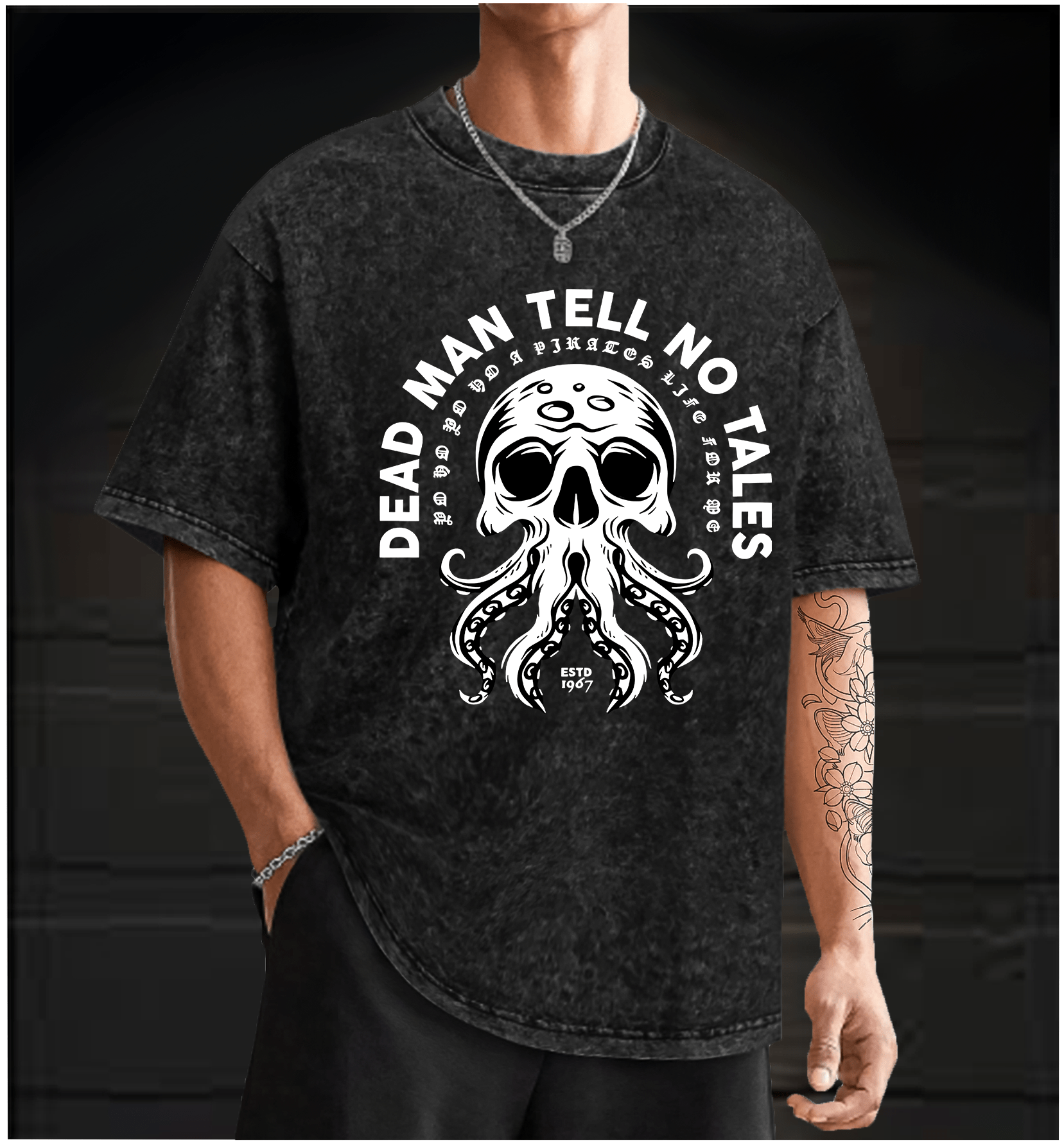 Skull - Octopus Mix Vintage Washed 100% Cotton T-Shirt - TheDrunkShark