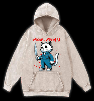 Slasher Cat Vintage Washed 100% Cotton Hoodie - TheDrunkShark