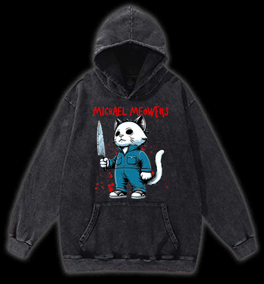 Slasher Cat Vintage Washed 100% Cotton Hoodie - TheDrunkShark