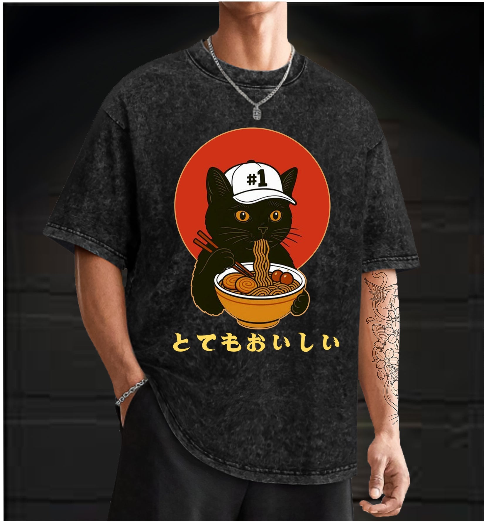 Slurpin Cat Vintage Washed 100% Cotton T-Shirt - TheDrunkShark