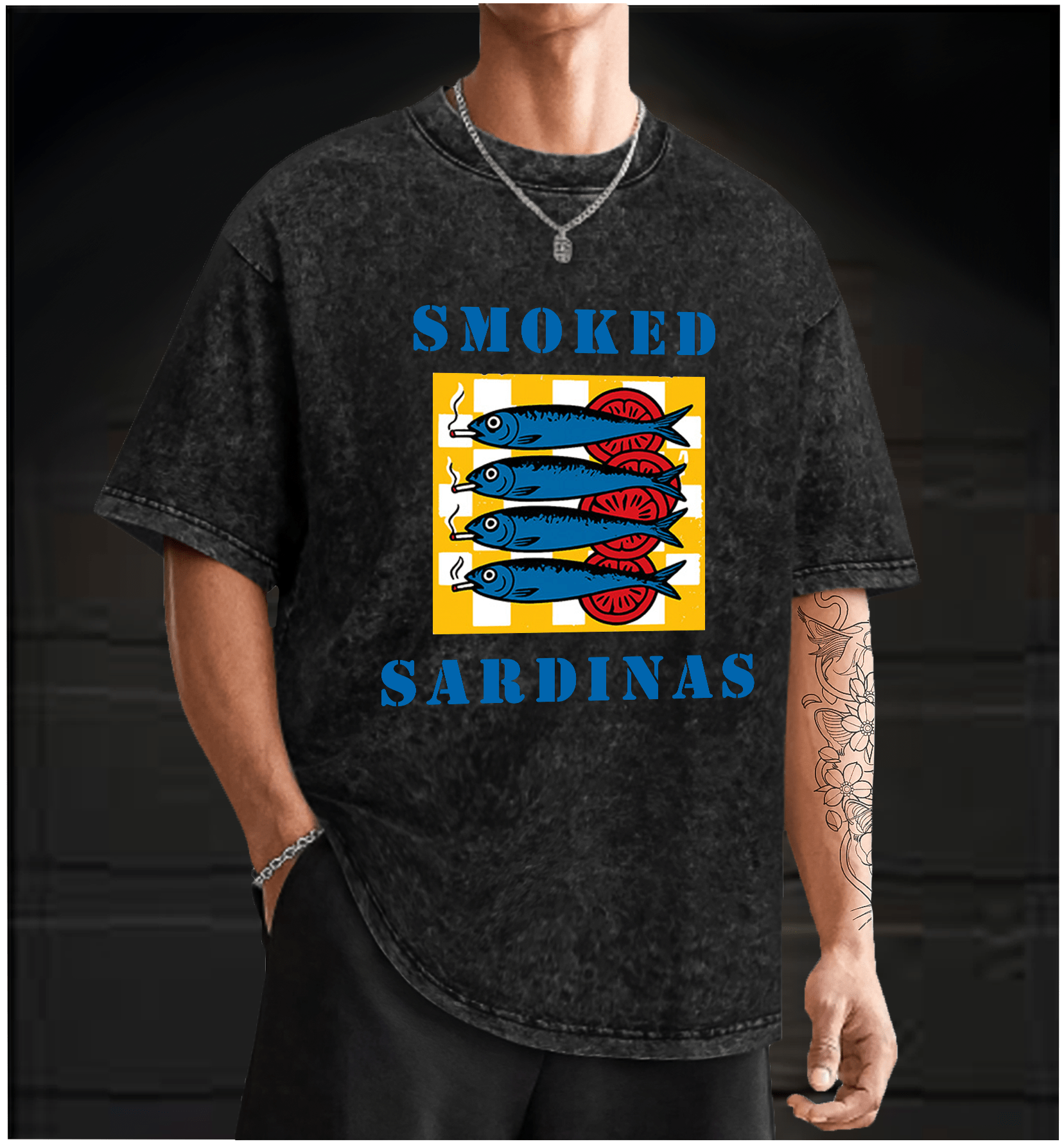 Smoked Fish Vintage Washed 100% Cotton T-Shirt - TheDrunkShark