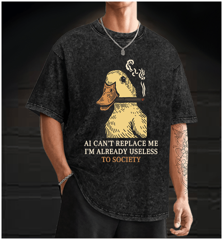  Smoking Duck says  Bear Vintage Washed 100% Cotton T-Shirt - TheDrunkShark