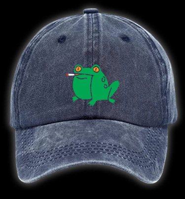 Smoking Frog Vintage Washed 100% Cotton Baseball Hat - TheDrunkShark