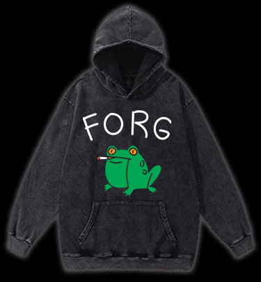 Smoking Frog Vintage Washed 100% Cotton Hoodie - TheDrunkShark
