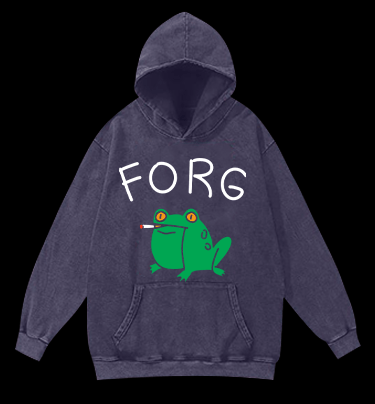 Smoking Frog Vintage Washed 100% Cotton Hoodie - TheDrunkShark