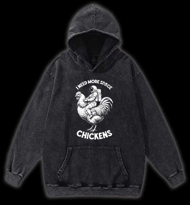 Space Chicken Fantasy Vintage Washed 100% Cotton Hoodie - TheDrunkShark