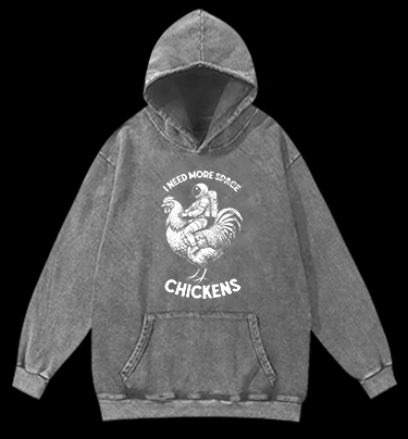 Space Chicken Fantasy Vintage Washed 100% Cotton Hoodie - TheDrunkShark