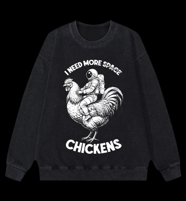Space Chicken Fantasy Vintage Washed 100% Cotton Sweatshirt - TheDrunkShark
