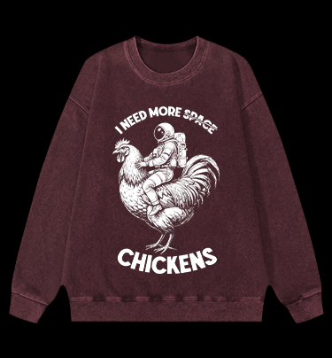Space Chicken Fantasy Vintage Washed 100% Cotton Sweatshirt - TheDrunkShark