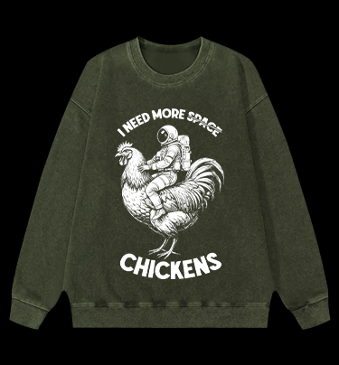 Space Chicken Fantasy Vintage Washed 100% Cotton Sweatshirt - TheDrunkShark