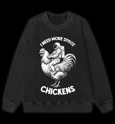 Space Chicken Fantasy Vintage Washed 100% Cotton Sweatshirt - TheDrunkShark