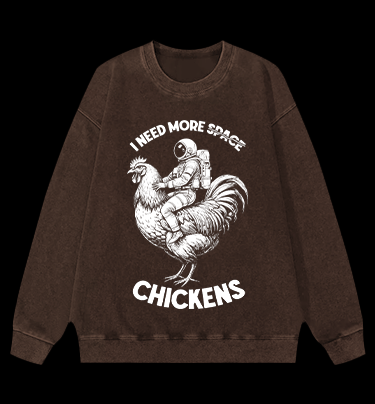 Space Chicken Fantasy Vintage Washed 100% Cotton Sweatshirt - TheDrunkShark