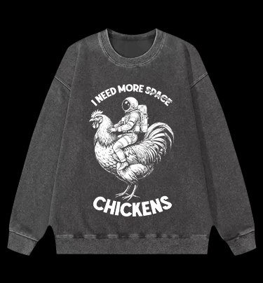 Space Chicken Fantasy Vintage Washed 100% Cotton Sweatshirt - TheDrunkShark