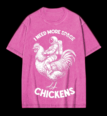 Space Chicken Fantasy Vintage Washed 100% Cotton T-Shirt - TheDrunkShark