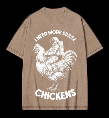 Space Chicken Fantasy Vintage Washed 100% Cotton T-Shirt - TheDrunkShark
