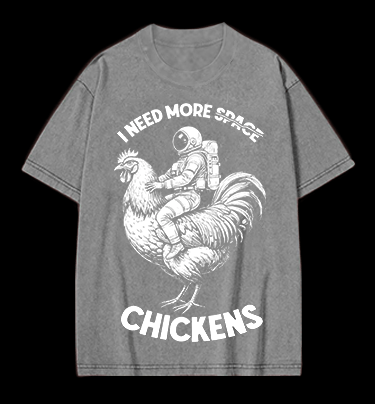 Space Chicken Fantasy Vintage Washed 100% Cotton T-Shirt - TheDrunkShark
