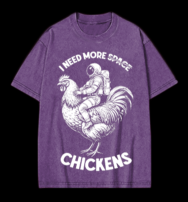 Space Chicken Fantasy Vintage Washed 100% Cotton T-Shirt - TheDrunkShark