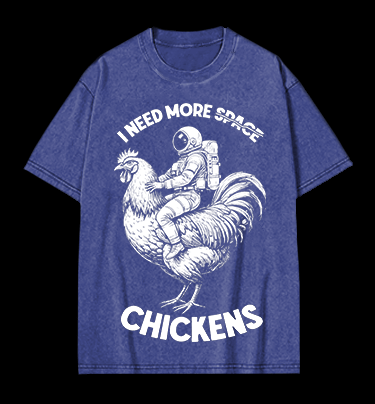 Space Chicken Fantasy Vintage Washed 100% Cotton T-Shirt - TheDrunkShark