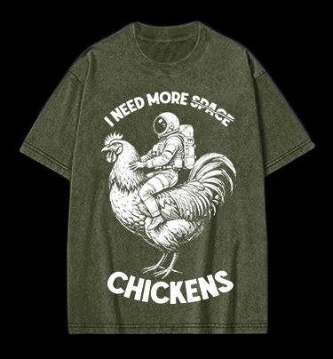Space Chicken Fantasy Vintage Washed 100% Cotton T-Shirt - TheDrunkShark